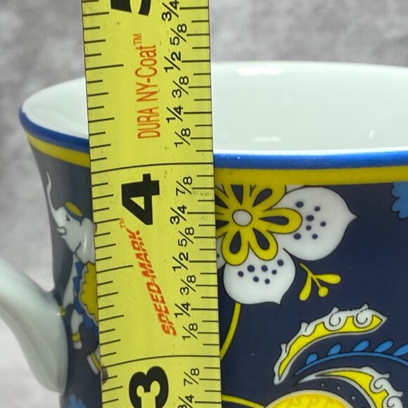 Vera Bradley Ceramic Mug Floral Elephant Print Blue Yellow White 8 Oz - Picture 10 of 11